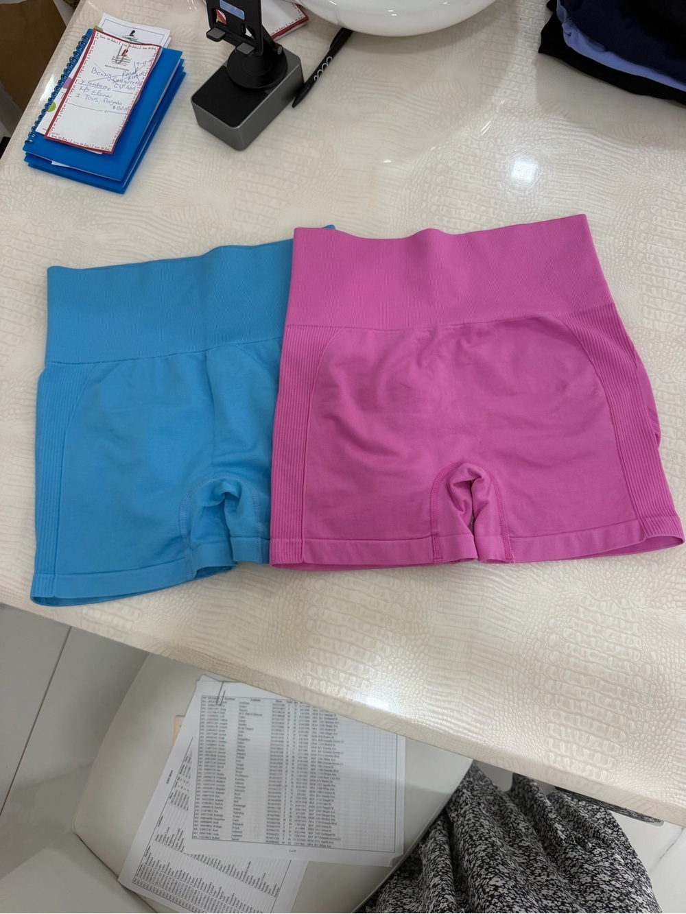 New Mix Women's Pink and Blue High-Rise Bike Shorts Duo
